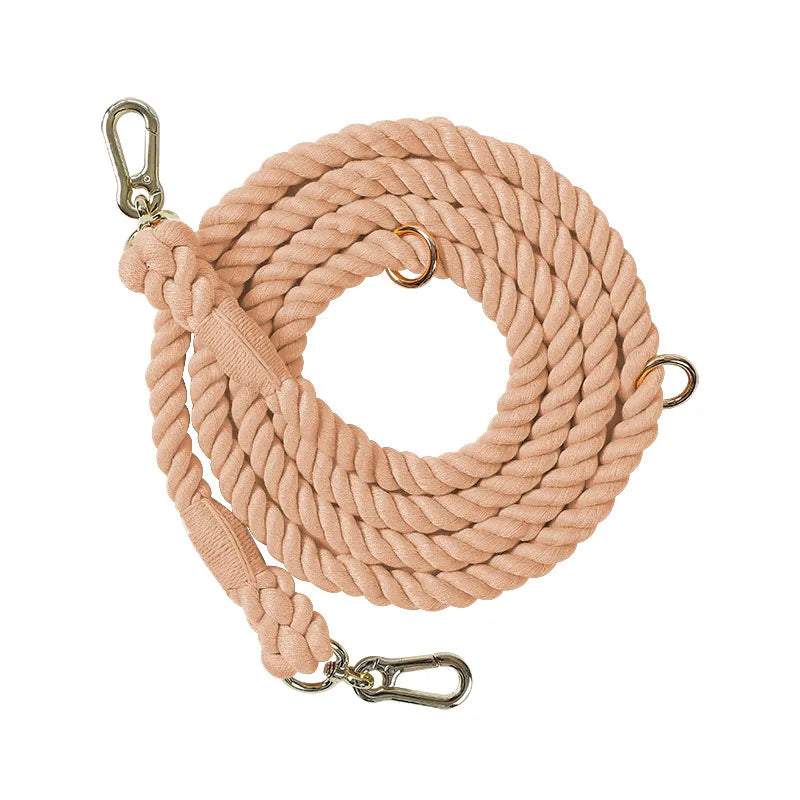 Cotton-blend rope dog leash in Pink